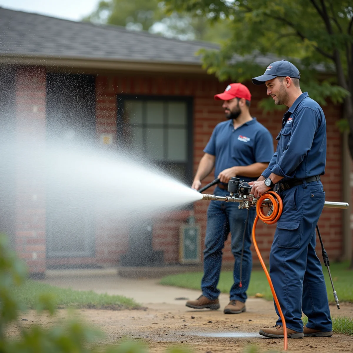 Commercial hydro-jetting rig and stainless steel nozzle spraying reverse water streams